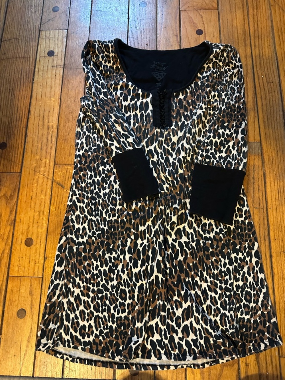 Betsey Johnson Leopard Print Brown Black Nightgown
